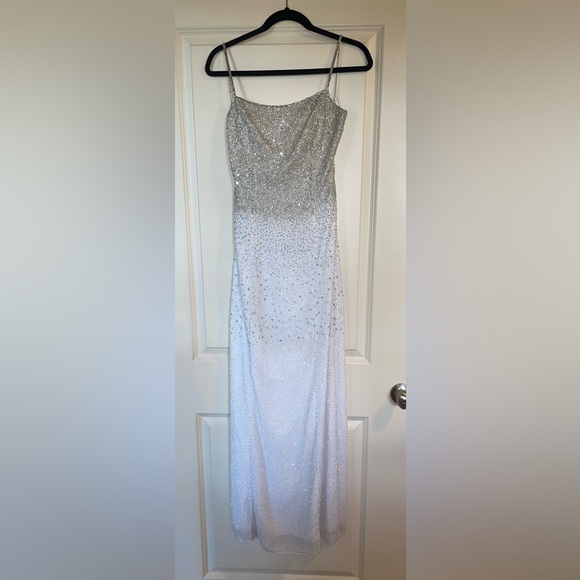 Vintage 90s/Y2K Cache Beaded Maxi Evening Dress White/Silver - Picture 2 of 11